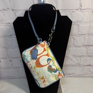 Coach Multicolor Signature Wristlet with Butterfly Motif